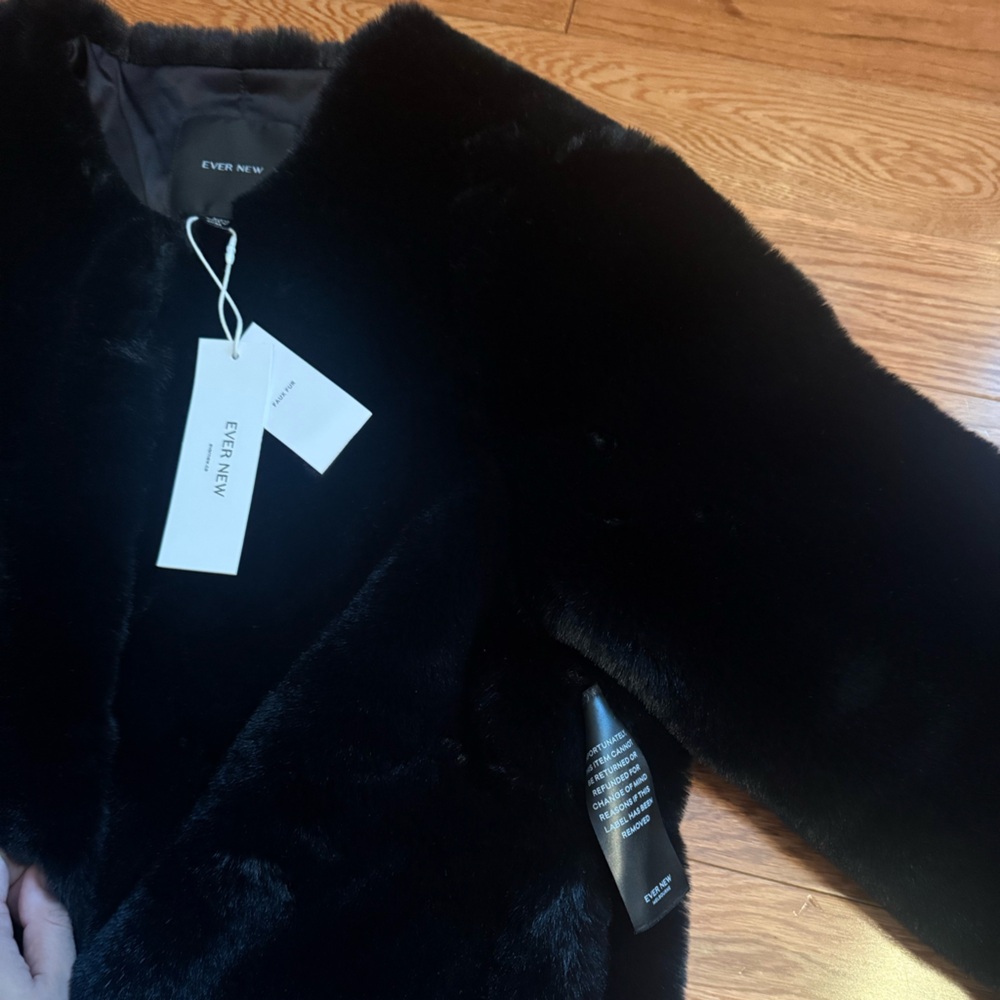 NWT Ever New Black Faux Fur Lana Jacket Coat - Picture 2 of 4